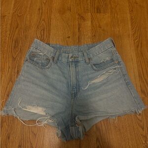 American Eagle Strigid Light Blue Distressed Women Shorts